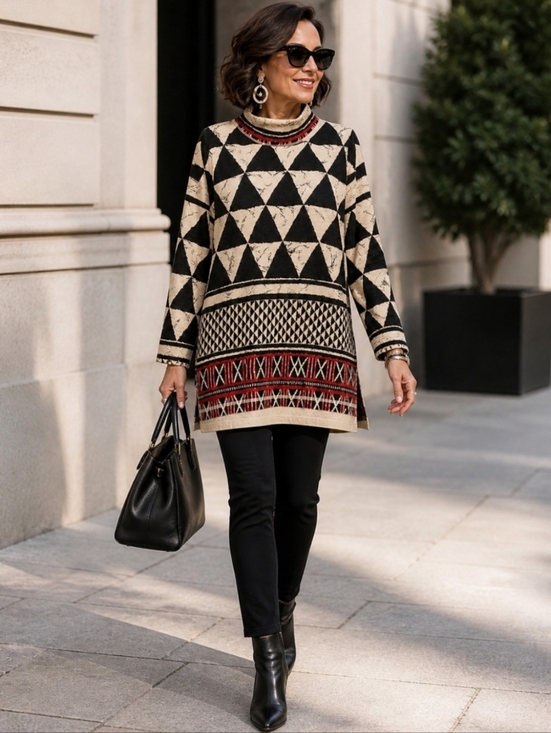JSCatalog Tops - 💥Rare Vintage J⭐S Italian Cotton Geometric Art-to-Wear Tunic Sweatshirt